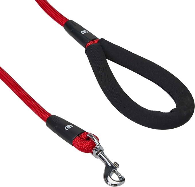 Blueberry Pet Classic Red Dog Leash & Collar Set, Puppy Essentials, Medium Size, 4 ft Rope Leash, Neoprene Padded, Gentle Leader for Dogs, Heavy Duty Dog Leashes for Large Dogs