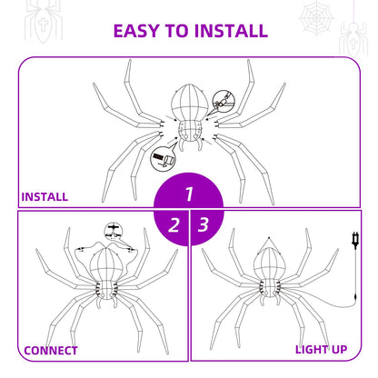 HOYECHI Halloween Decorations Outdoor Hanging Spider - 4.2FT Giant Climb The Wall Spider Halloween Decor, Light Up Spider with 90 LED Lights, for Front Yard Porch Roof Party Outside - Black