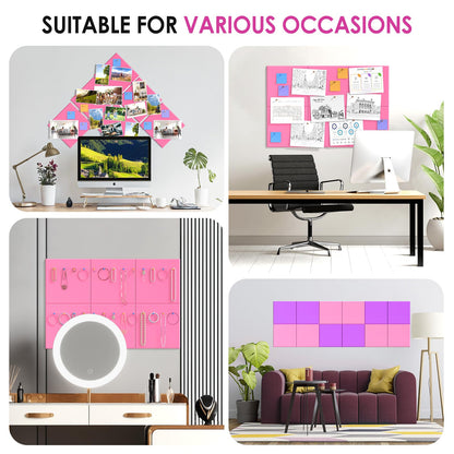 MaxGear Large Cork Board for Wall 36" x 24", Pink Bulletin Board, 6 Pack Felt Wall Tiles with Pushpins, Cork Boards for Office Pin Board Tack Board Cork Boards