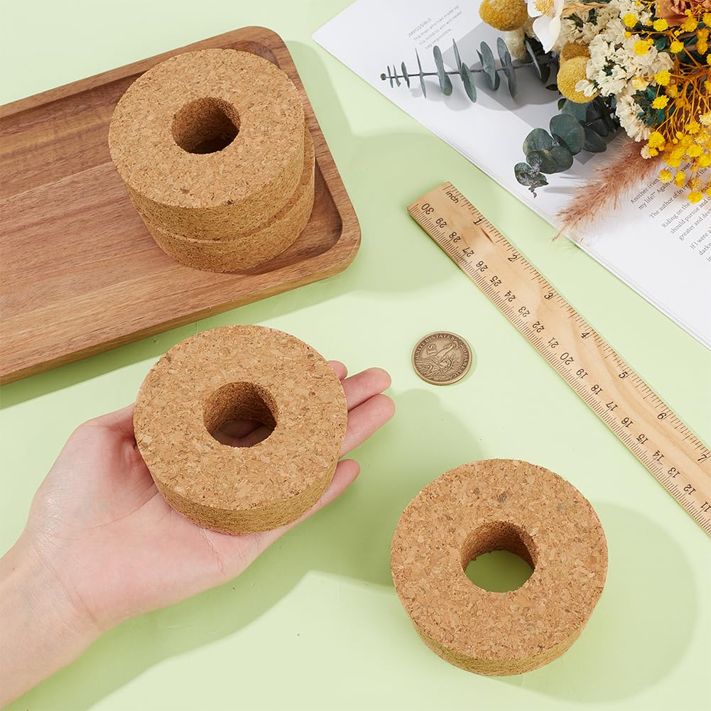 OLYCRAFT 4 Pack Cork Lids for Glass Planters 3.1~3.4 Inch Hydroponic Lids 1.2 Inch Thick Terrarium Cork Covers with 1.2 Inch Hole Natural Cork Stoppers for Hydroponic Plant Propagation Growing Vases