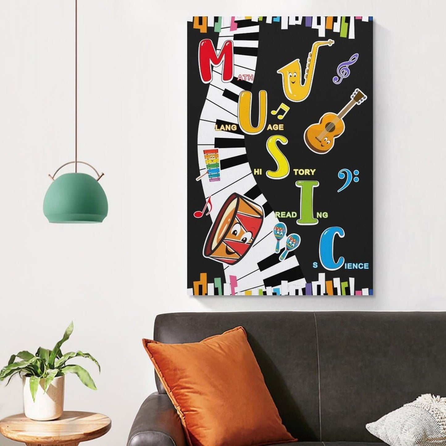 LINWDSB Music Themed Poster Musical Notes Wall Art Colorful Music Poster for Kids Students Classroom School Chalkboard Nursery Wall Back to School Supplies Unframe style 12x18inch(30x45cm)