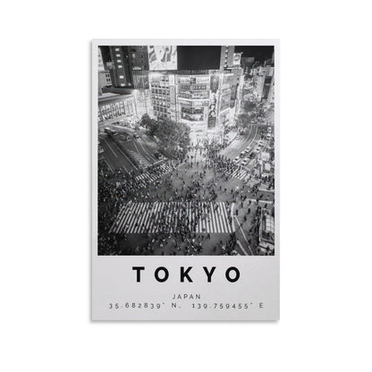 JHXNJDPOST Tokyo Black And White Urban Scene Poster Canvas Wall Art Aesthetic Decorative Painting Living Room Restaurants, Pool Halls And Hotelsstyle-1 12x18inch(30x45cm)