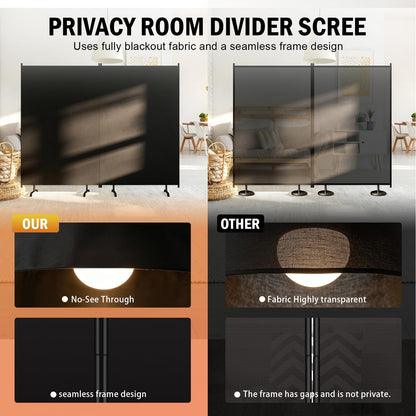 Room Divider Panel, Siebwin 2 Panel Folding Privacy Screens with Wider Feet, 8Ft x 6FT Portable Room Partition for Room Separator, Room Divider Screen Partition Room Dividers Freestanding