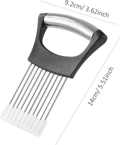 【2 PCS】Easy Onion Holder for Slicing Onion Slicer Holder Large Onions Cutter Vegetable Chopper Kitchen Neat Slicing for Avocado Egg Meat Tenderizer Sharp Prong Tomato Slicer Lemon Holder Food Slicers