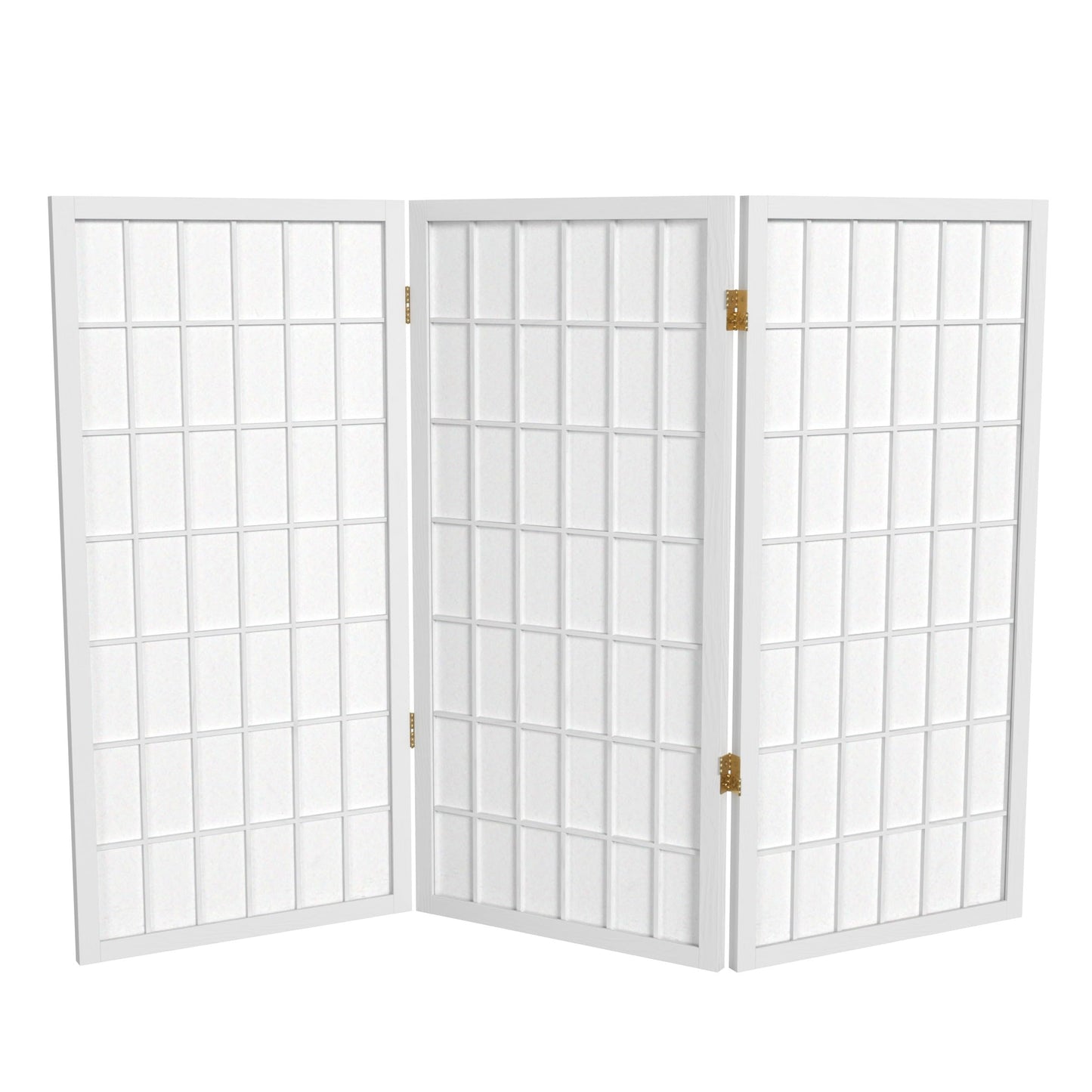 3 ft. Short Window Pane Shoji Screen - White - 3 Panels