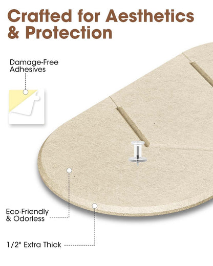 Cork Board Alternative, Felt Bulletin Board for Walls, 2-Pack 23.6"x11.8" Pin Board Wall Organizer with 35 Push Pins, Adhesive Install Wall Decor for Office, Classroom, Home, Desk Accessories