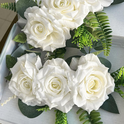 EHERDM 2pcs Flower Curtain Tiebacks Magnetic Adjustable Elegant Rose Floral Tie Backs for Curtains Drapes Decorative Cute Creative Curtain Buckle Strap for Wedding Home Office Bedroom White