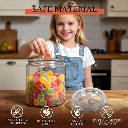 MASTERTOP Large Glass Jar with Lid, Airtight Glass Storage Containers with Lids, Wide Mouth Cookie Candy Jar with Leak Proof Rubber Gasket Lid,1 Gallon Clear Jars for Candies,Dry Food,Snacks
