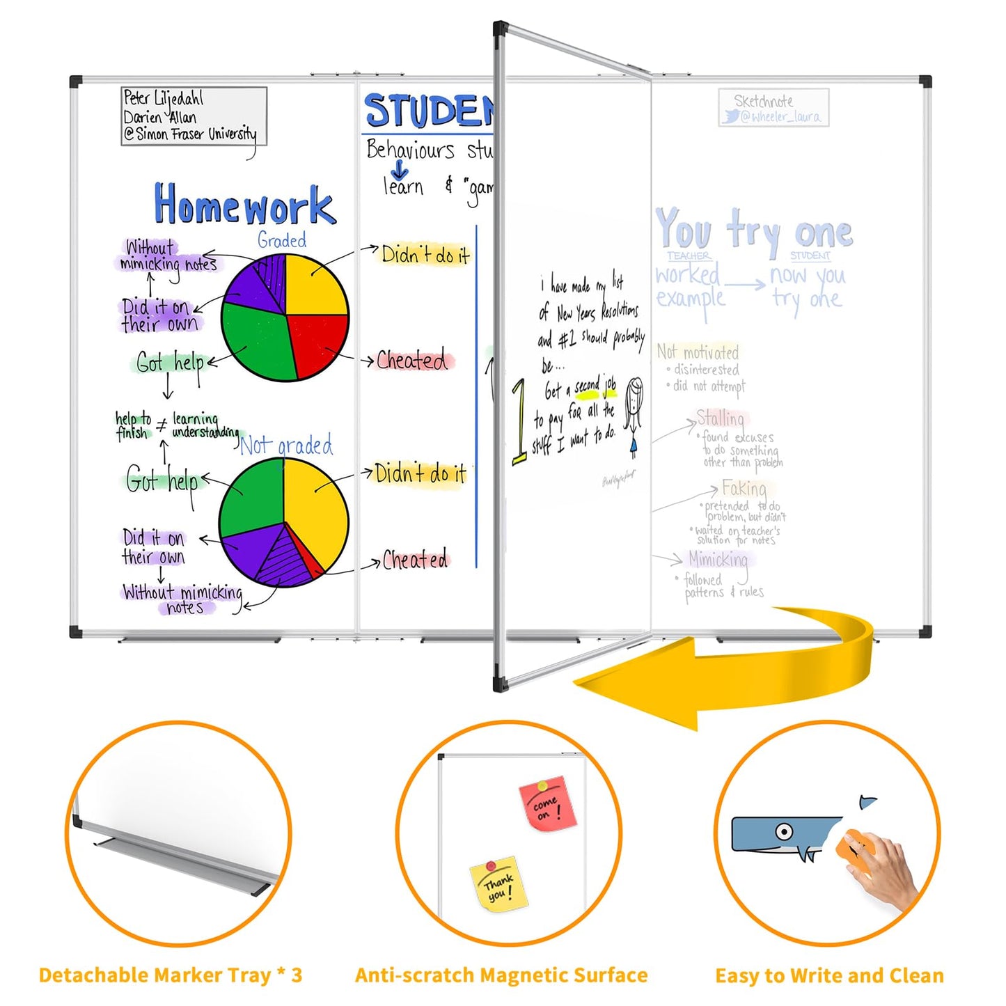 XBoard Magnetic Whiteboard 72 x 48 Inch, 6'x4' Dry Erase Board with Aluminum Frame | Foldable Wall-Mounted Whiteboard for Home Office, Classroom, Conference Room