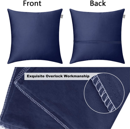 Thmyo 4-Pack 100% Cotton Comfortable Solid Decorative Throw Pillow Case Square Cushion Cover Pillowcase Sublimation Blank Pillow Covers Halloween DIY Throw Pillowcase(20x20inch/50x50cm,Dark Blue)