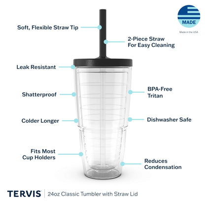 Tervis Halloween Beware Made in USA Double Walled Insulated Tumbler Travel Cup Keeps Drinks Cold & Hot, 24oz with Straw Lid, Classic
