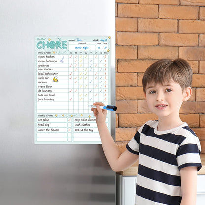 Magnetic Dry Erase Chore Chart - 8.5"x12" Behavior Responsibility Chore Board for Kids, Teenagers - 6 Extra Fine Point Markers Included - Shipped Flat 3 Pcs Blue Pink & Green