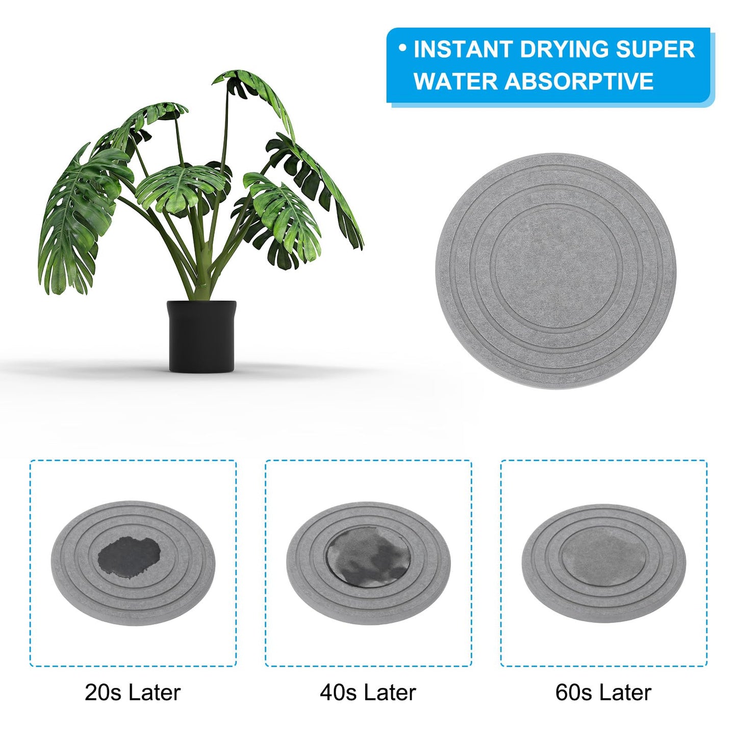 PATIKIL Diatomaceous Plant Saucers for Indoors 7inch, 1 Pack Quick Dry Plant Drip Trays for Pots Absorbent Plant Water Catcher Tray for Indoor Outdoor House Garden Plant, Dark Gray