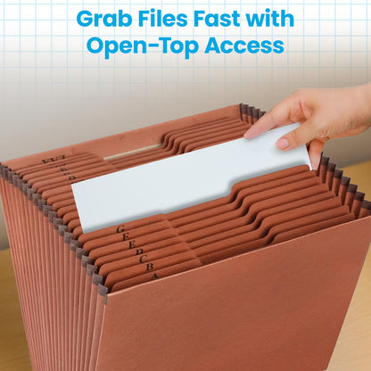 Globe-Weis Pendaflex Heavy Duty Expanding File, File Organizer for School, Home and Office, Durable 21-Pocket File, Open Top, 21 Pockets, A-Z, 1/3 Cut Tabs, Letter Size, Brown (R217AHD)