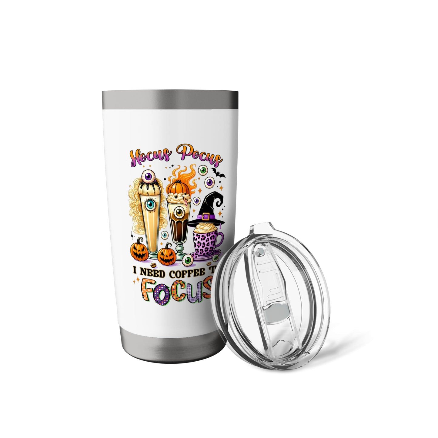 Halloween Hocus Pocus I Need Coffee To Focus Travel Bottle Stainless Steel Insulated Tumbler