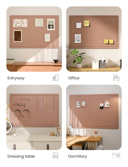 Fluxynara Bulletin Board,35.4" x 23.6" Cork Board Alternative with 12 Safe Removable Adhesive Tabs, Foldable Felt Pin Board for Home Office, Classroom, Bedroom,Entryway for Walls—Terracotta
