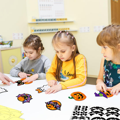 Renbuzhu 40PCS Halloweens Crafts Bulk: Ghosts Pumpkins Paper Suncatchers DIY Kit Party Activities Decorations, Window Stained Glass Effect Art Supplies