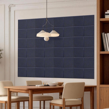MISSDAY Blue Acoustic Wall Panel Felt Bulletin Board 48" x 36" Cork Board for Wall, 12-Pack Boards with 72 Removable Adhesive Tabs, 50 Pins, Pin Board for Home Office Classroom Soundproof Wall Tile
