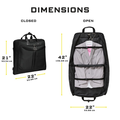 ZEGUR Premium Suit Garment Bag Carry On - Hangs 4 Suits - Travel & Business with Shoulder Strap and Laptop Compartment