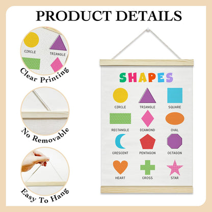 rizotus Numbers Shapes Poster Hanger Frame Set of 2, Educational Wall Art Posters for Kids Room, Hanger Frame for Classroom Toddler Nursery Playroom Bedroom Wall Decor, 12x16 Inch -B04