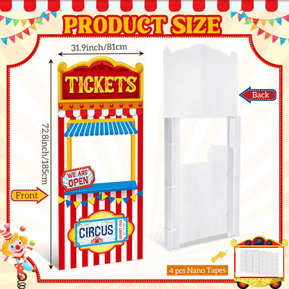 Yinkin Carnival Ticket Booth Standup Kit-Circus Theme Party Decorations Carnival Backdrop Foam Boards Large Photo Booth Props for Circus Party Decor Halloween Birthday Supplies, 72.8 x 31.9 Inch