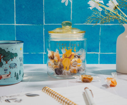 Winnie The Pooh Disney Time For A Little Smackerel Glass Snack Jar Container With Lid | Kitchen Food Storage For Snacks, Candy | 6 Inches Tall