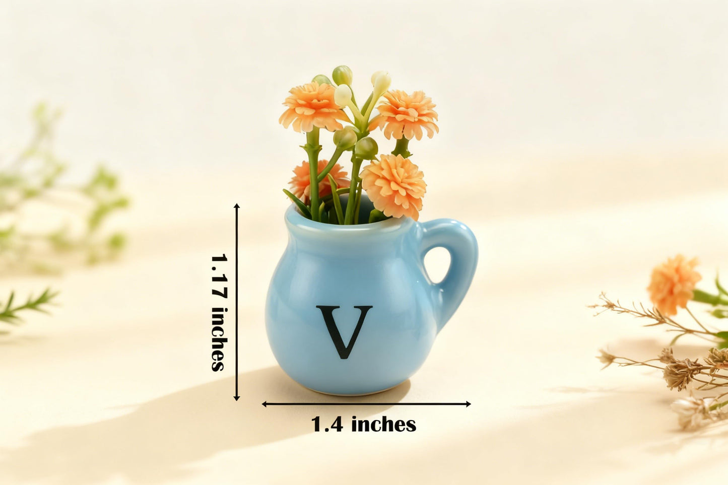4 Pack Love Ceramic Fridge Magnets with Artificial Flowers, Miniature Magnetic Vases for Refrigerator Decor, Gift for Mom, Anniversaries and Housewarming