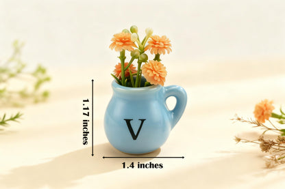 4 Pack Love Ceramic Fridge Magnets with Artificial Flowers, Miniature Magnetic Vases for Refrigerator Decor, Gift for Mom, Anniversaries and Housewarming