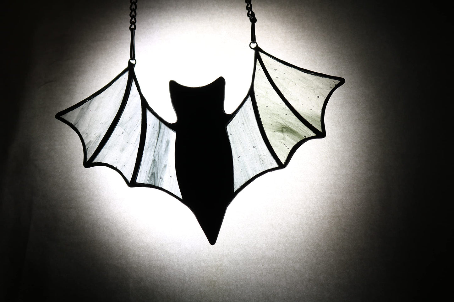 HAOSUM Halloween Bat Decoration Stained Glass Window Hangings - Bat Suncatcher Ornaments Spooky Bats Craft Window Decor Gifts(3.9"×3.9")