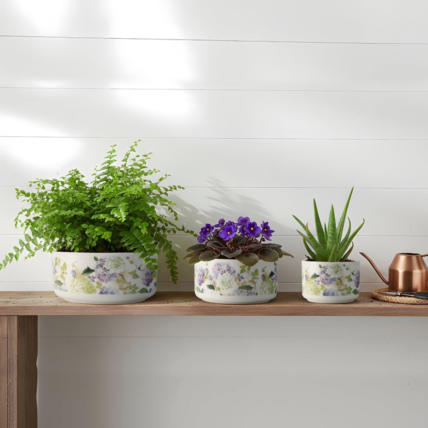 faghusp Ceramic Plant Pots Set of 3, Planters & Container Accessories Planters Indoor Outdoor Flower Planter for Home, Garden, Office Décor 6“ 5” 4“ (3, Porcelain White)