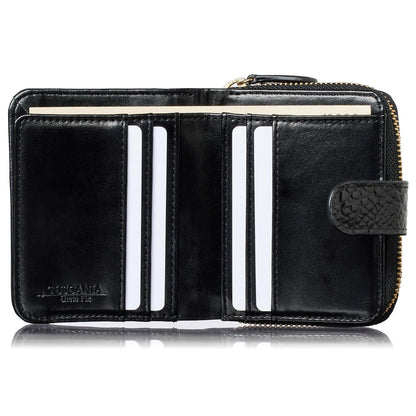 VOICE Align mini type Bi-Fold Wallet wallet Leather made by TUSCANIA in Italy Cowhide ART.GRETA Women's Elegant, easy-to-use and beautiful In gift box(Black)