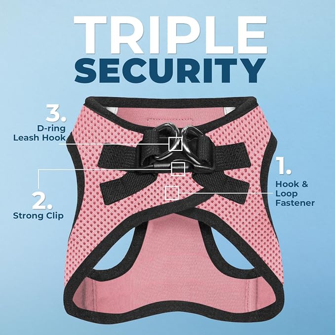 Best Pet Supplies Voyager Step-in Air All Weather Mesh Harness and Reflective Dog 5ft Leash Combo with Neoprene Handle, for Small, Medium and Large Breed Puppies - Set (Pink Base), X-Small