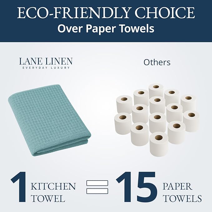 LANE LINEN Kitchen Towels & Dishcloths Set of 12-100% Cotton, Quick-Drying 18”