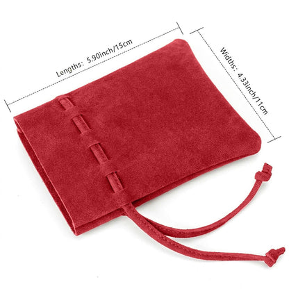 Medieval Drawstring Coin Pouch Bag,Leather Coin Pouch,Renaissance Drawstring Pouch Dice Bag,Small Coin Purse for Women/Men,Brown Swayze Suede Red