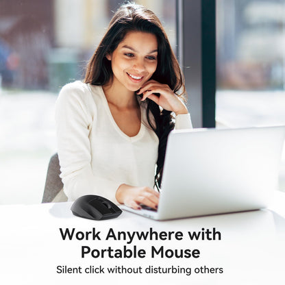 AUSDOM Wireless Mouse for Laptop - Computer Mouse with 2.4G USB Mini Receiver, 1600 DPI Optical Tracking, Cordless Portable Computer Mice for PC, Mac, Notebook, Black