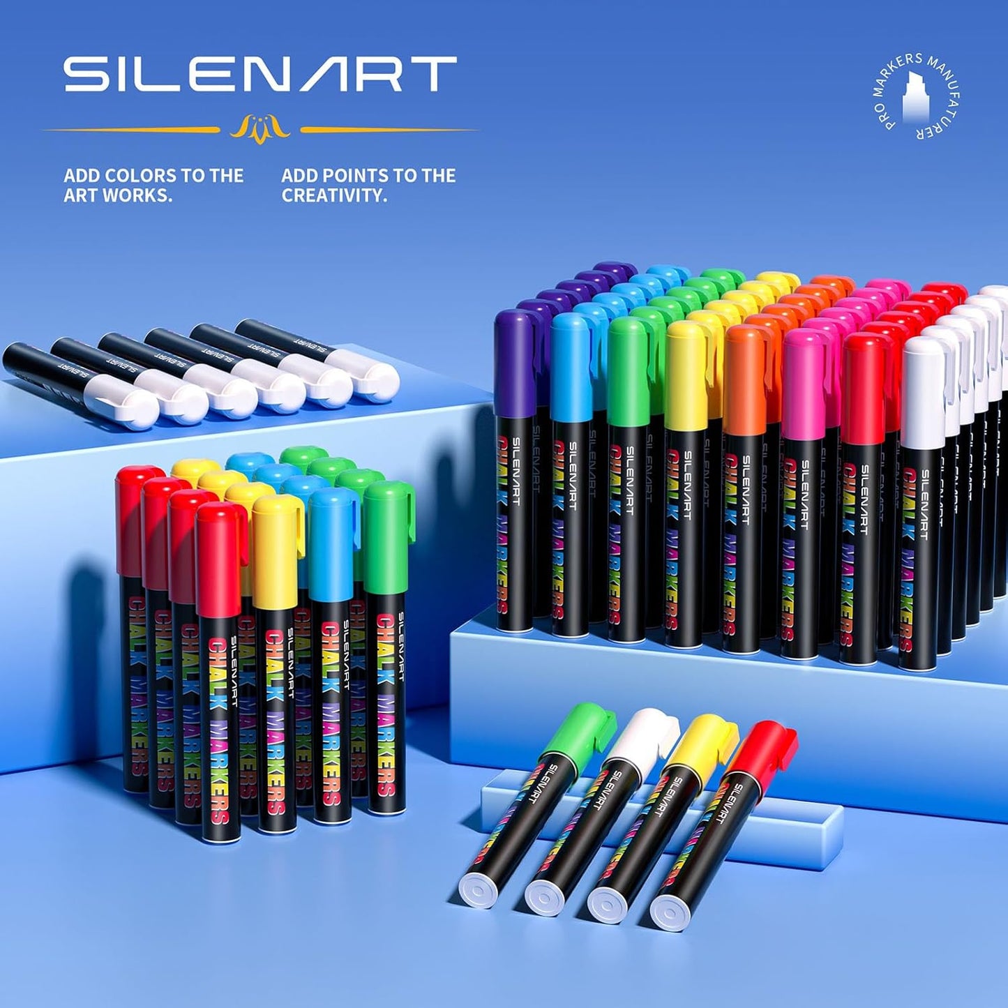 SILENART Thick Chalk Markers Green - 15mm Jumbo Tip Car Marker - Wide Window Chalk Pen for Chalkboard, Window, Glass, Mirror, Blackboard