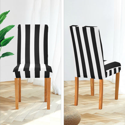 Kigai Black and White Stripes Dining Room Chair Covers Set of 2,Stretchable Removable Washable Spandex Kitchen Chair Protector Slipcovers for Restaurant,Hotel,Ceremony,Christmas Decoration