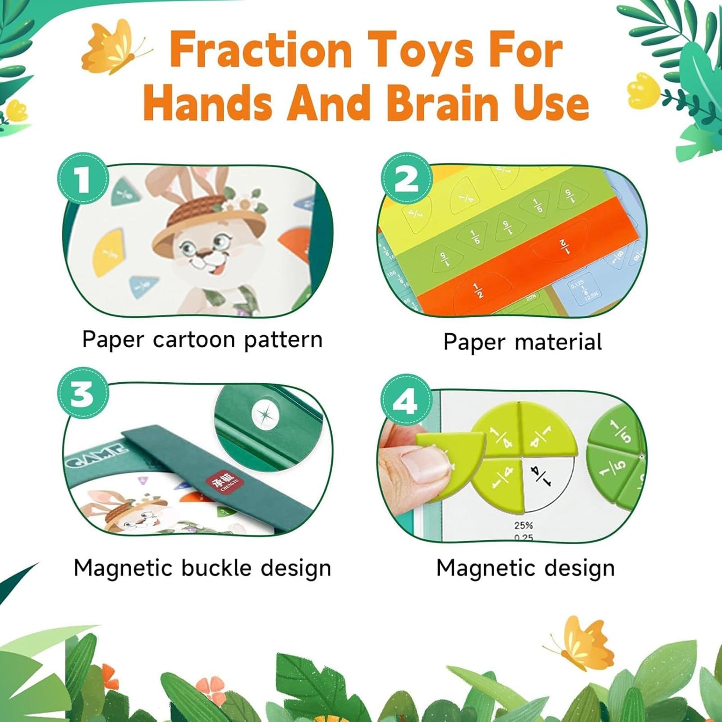 New Magnetic Fraction Demonstration Book for Kids, Magnetic Fraction Playbook, 102 Pcs Magnetic Fraction Tiles, Educational Puzzle Math Fraction Manipulatives for Elementary School Classroom Must Have