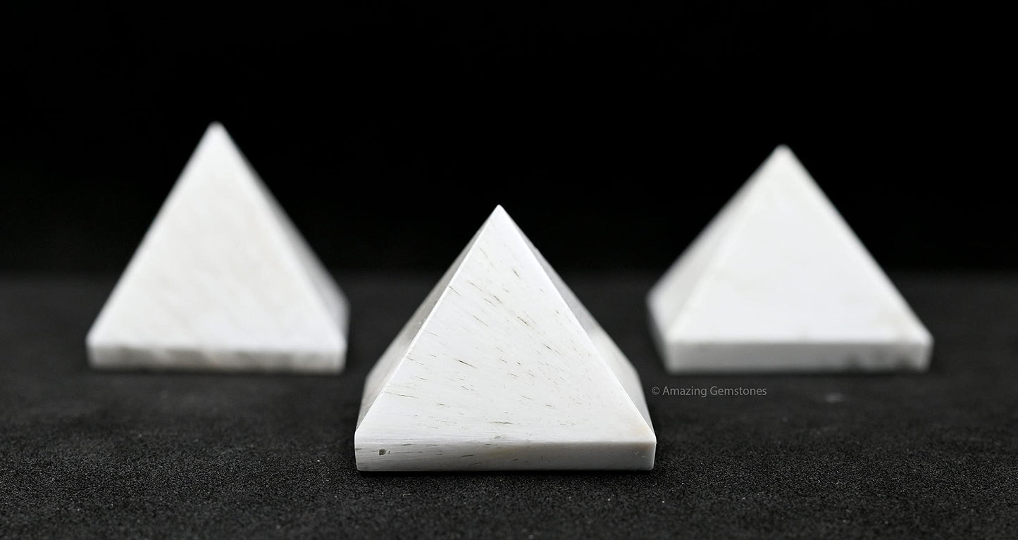 Amazing Gemstone Scolecite Pyramid Crystal Healing Stones - 1" Great Pyramid Figurine of Natural Stone Pyramid for Meditation, Reiki, Chakra Balancing and Crystal Pyramids Grid