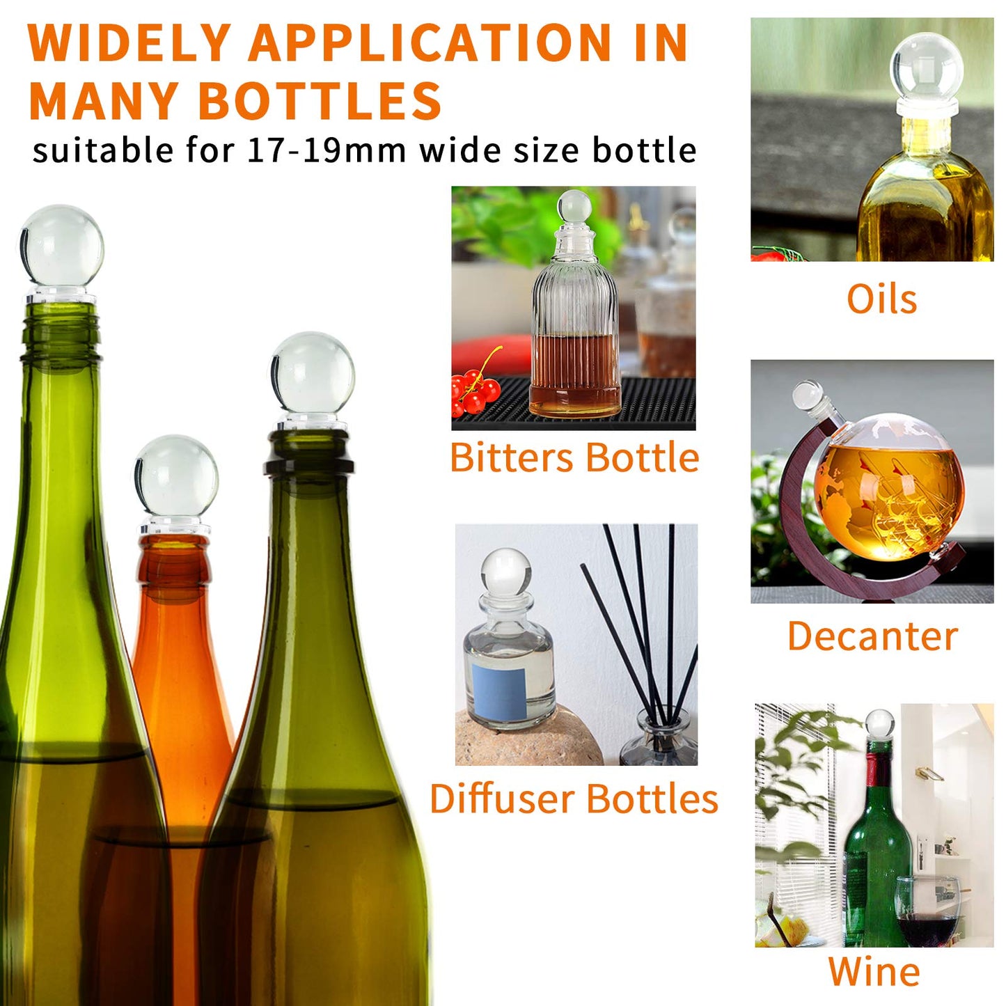 Wine Bottle Stoppers 24 Pack Wine Saver with Unbreakable Acrylic Wine Stopper for Decanter Beverages Champagne Liquors Oils Diffuser Bottles