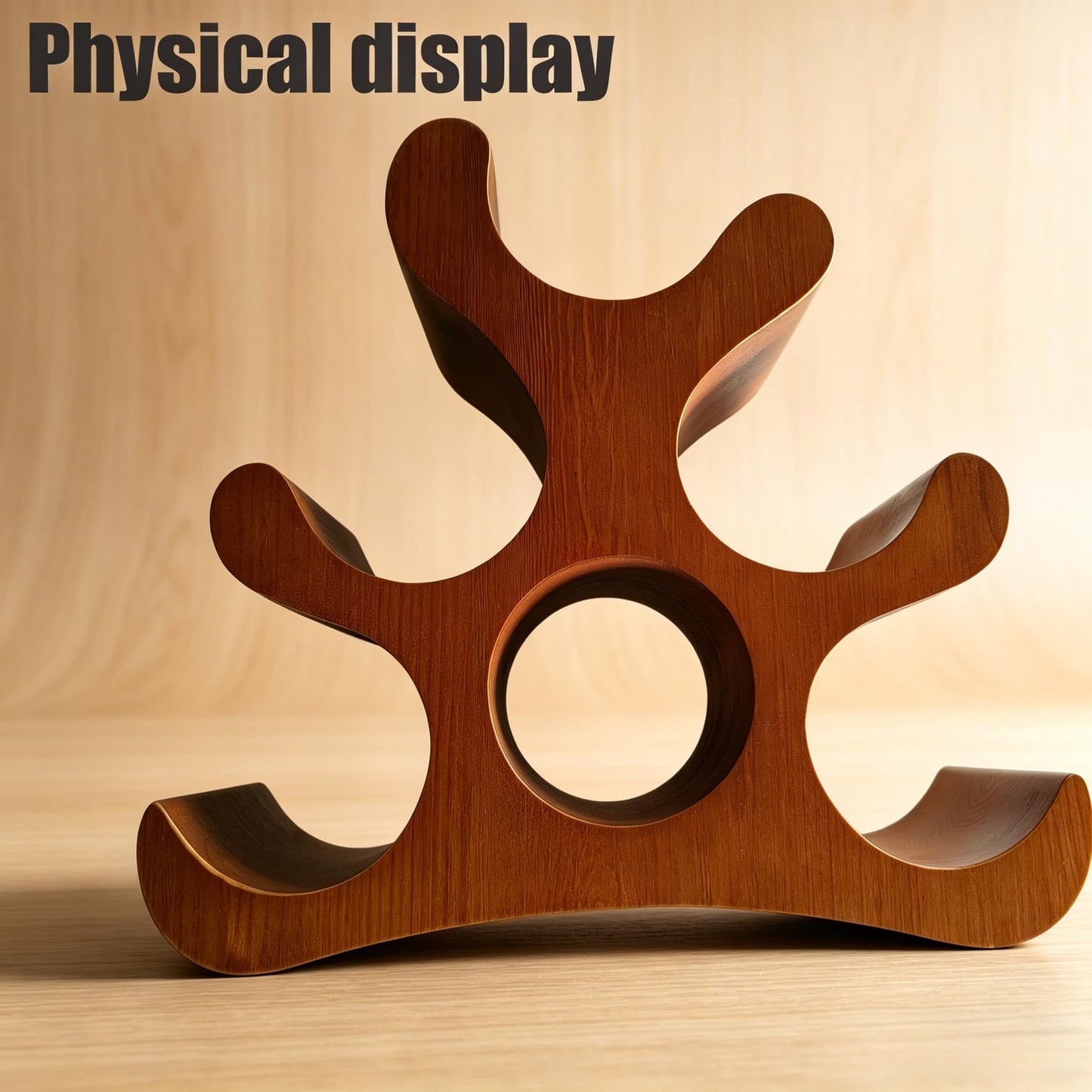Zholp Solid Wood Countertop Wine Rack for 6 Bottles, Space-Saving Freestanding Design, Wooden Storage Holder Stand for Kitchen, Dining Room, Bar