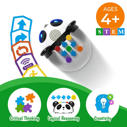 Apitor Robot Panda Coding Robot Activity Set - 48 Pieces, Screen-Free STEM Learning Toy with Smart Sensing & Loops, Educational Programming Gift for Kids Ages 4-5
