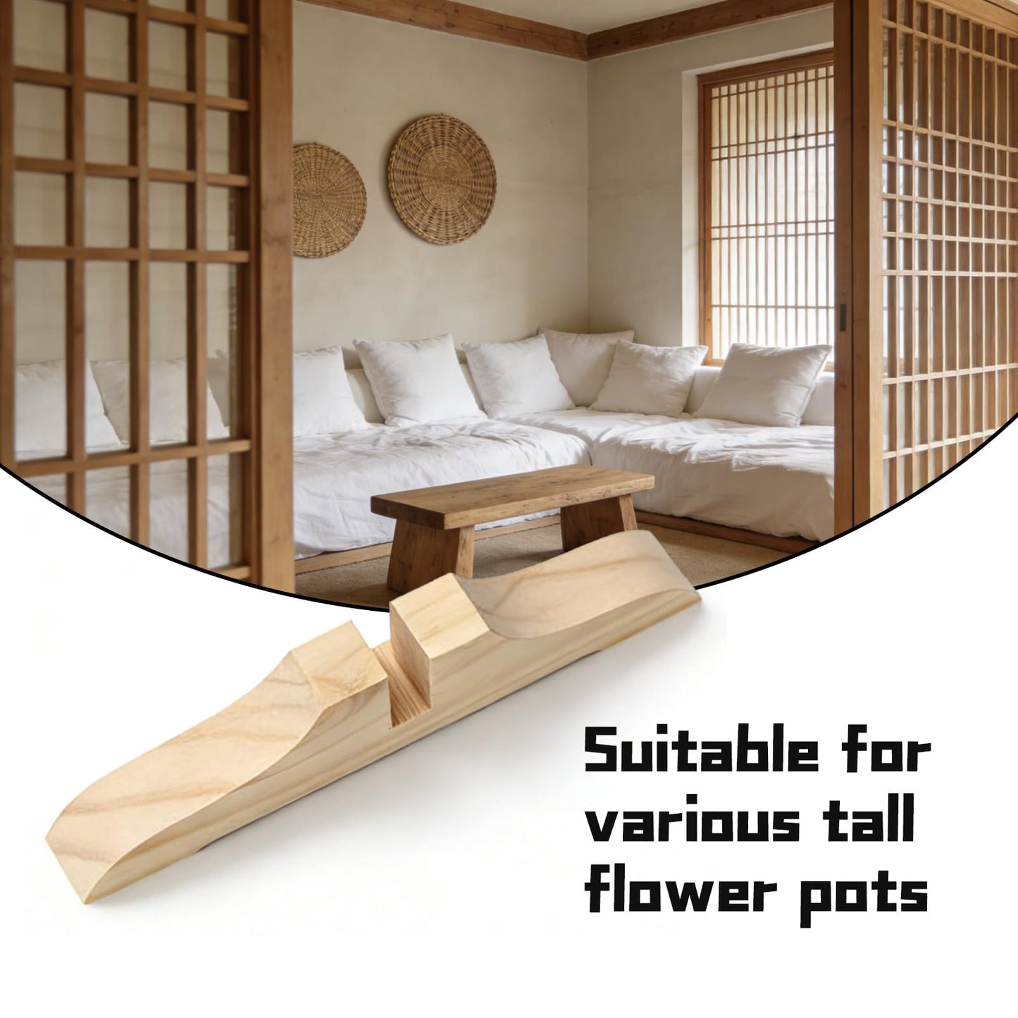 4 PCS Wood Room Divider Stand, Folding Room Dividers Holder Feet with Screws, Sturdy Privacy Screen Base for Folding Room Divider, Fit for Home Hotel Office (Wood)