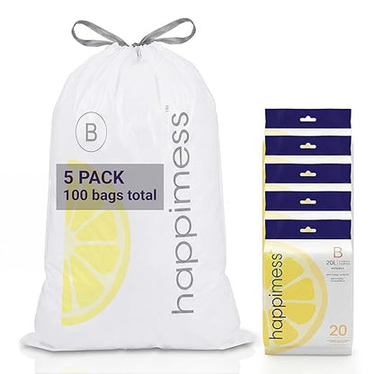 happimess 5.3 Gallon Drawstring Trash Bags, Lemon Scent, Heavy Duty MDPE Liners