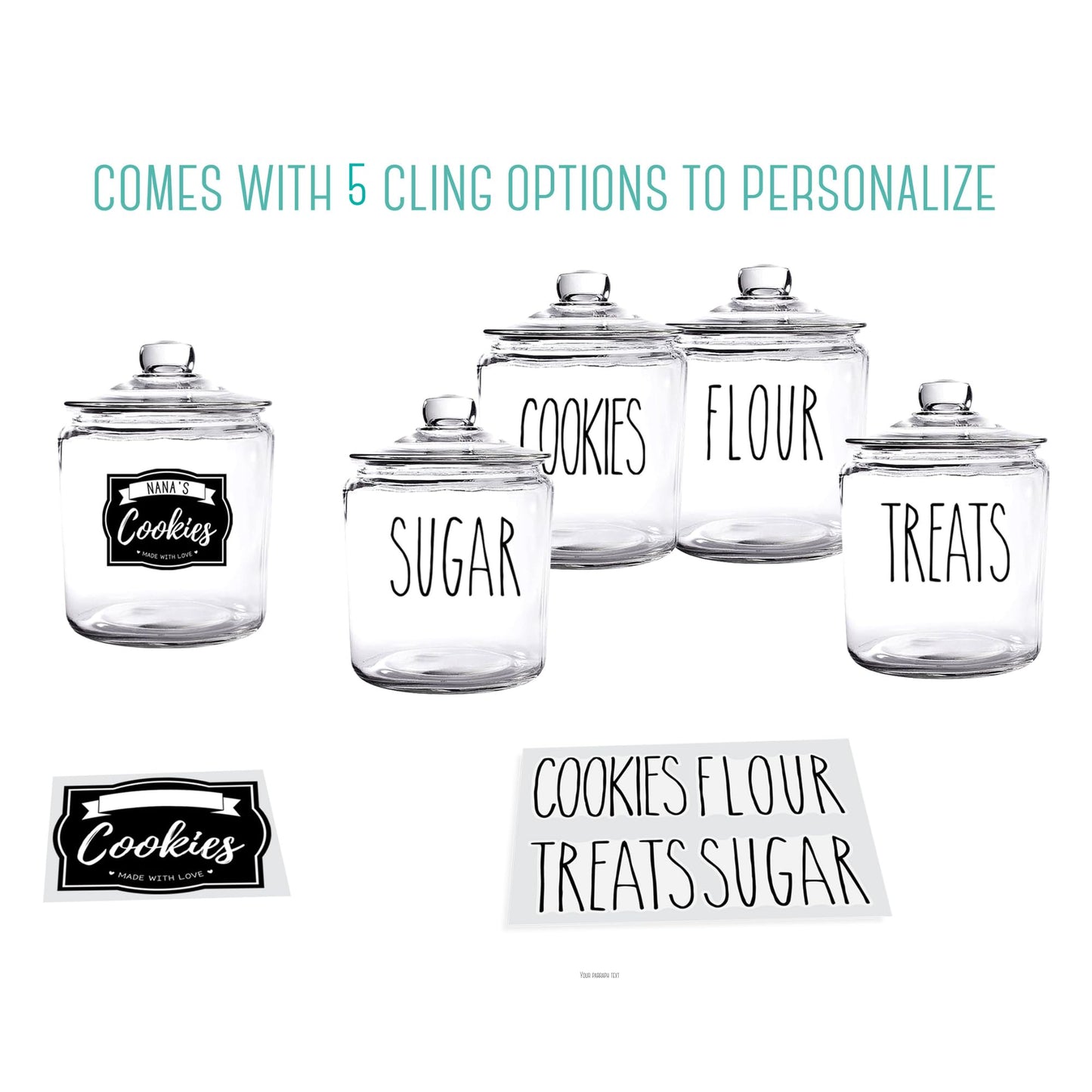 OUTSHINE 1 Gallon Cookie Jar for Kitchen Countertop| Airtight Glass Storage Jars for Candy, Coffee, Dog Treats| Large Glass Apothecary Jars with Lids| Large Food Storage Container for Kitchen, Pantry