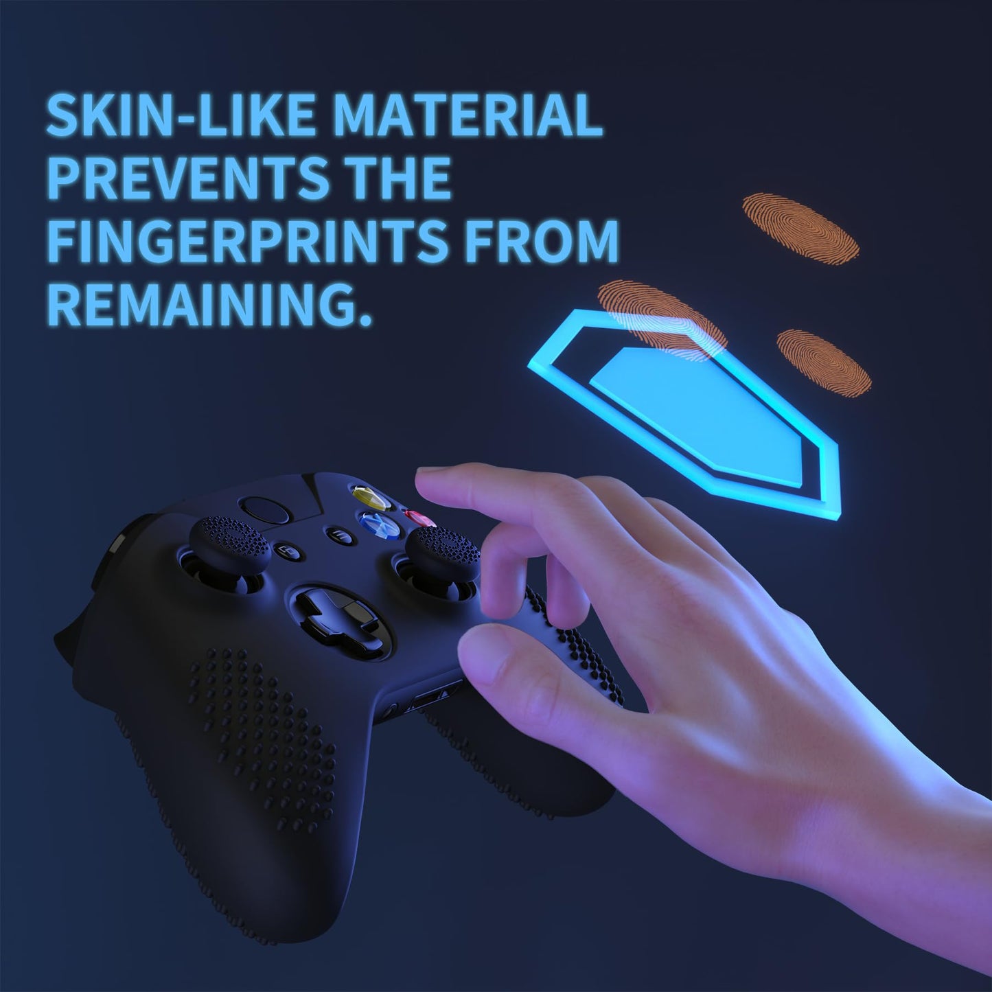 eXtremeRate PlayVital Soft Anti-Slip Silicone Controller Cover Skins Thumb Grips Caps Protective Case for Xbox One X/S Controller (Model 1708)- Black