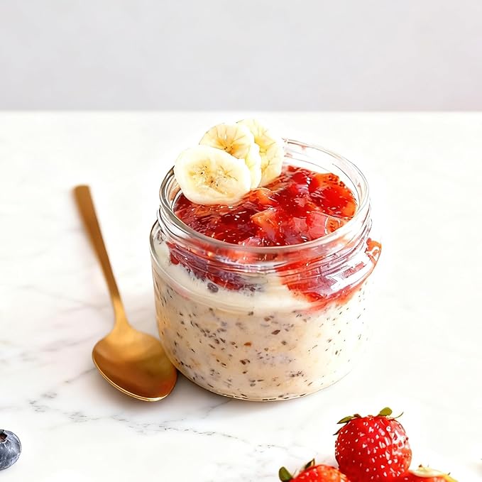 Overnight Oats Containers with Lids, 10oz Wide Mouth Mason Jars with Lids, 9 Pack Glass Jars with Airtight lid for Chia Pudding Yogurt Salad, Meal Prer Oatmeal Jars, Pink