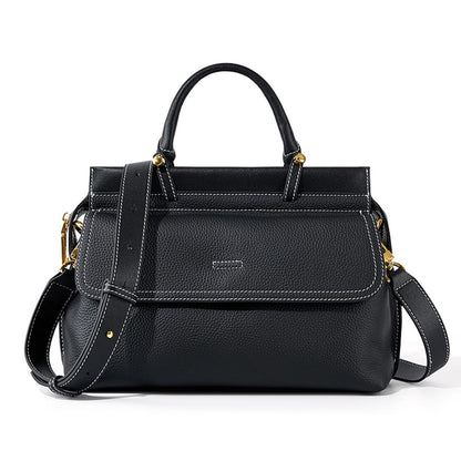 MoreFarther Genuine Leather Handbags for Women, Crossbody Handbags Large Capacity Shoulder Bags(Black)