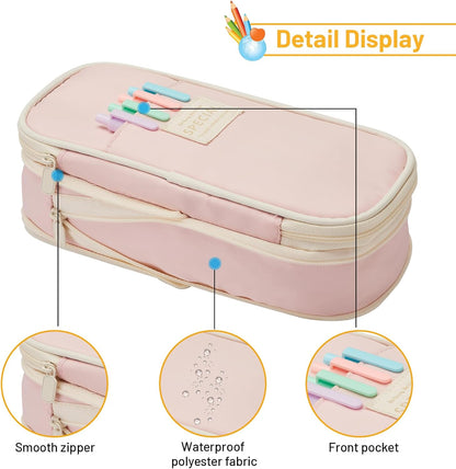 Sonuimy Large Capacity Pencil Case Pouch, Cute Aesthetic Big Capacity Zipper Pencil Cases Pen Portable Office Stationery Makeup Bag, Desk Organizer for College Adults Women Men- Purple