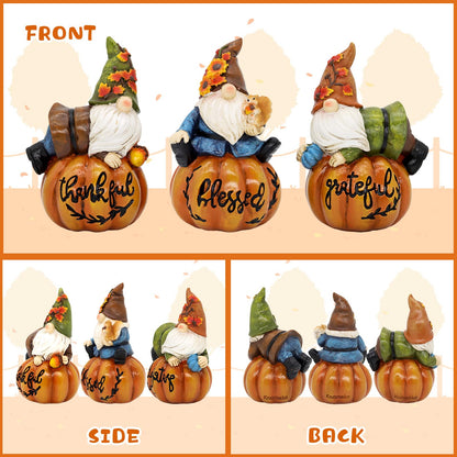 KnomeKo Thanksgiving Gnomes Fall Decorations for Home, Fall Gnomes Resin Pumpkin Figurine Thanksgiving Table Decor, Autumn Garden Farmhouse Decor Fall Gifts